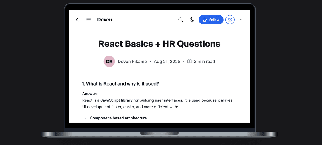 React Basics + HR Questions