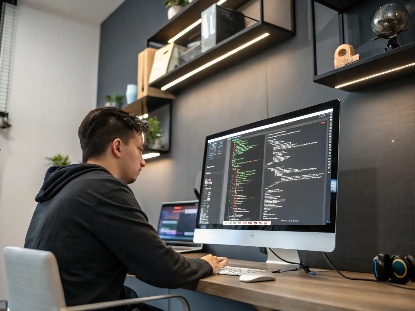 Developer working at desk